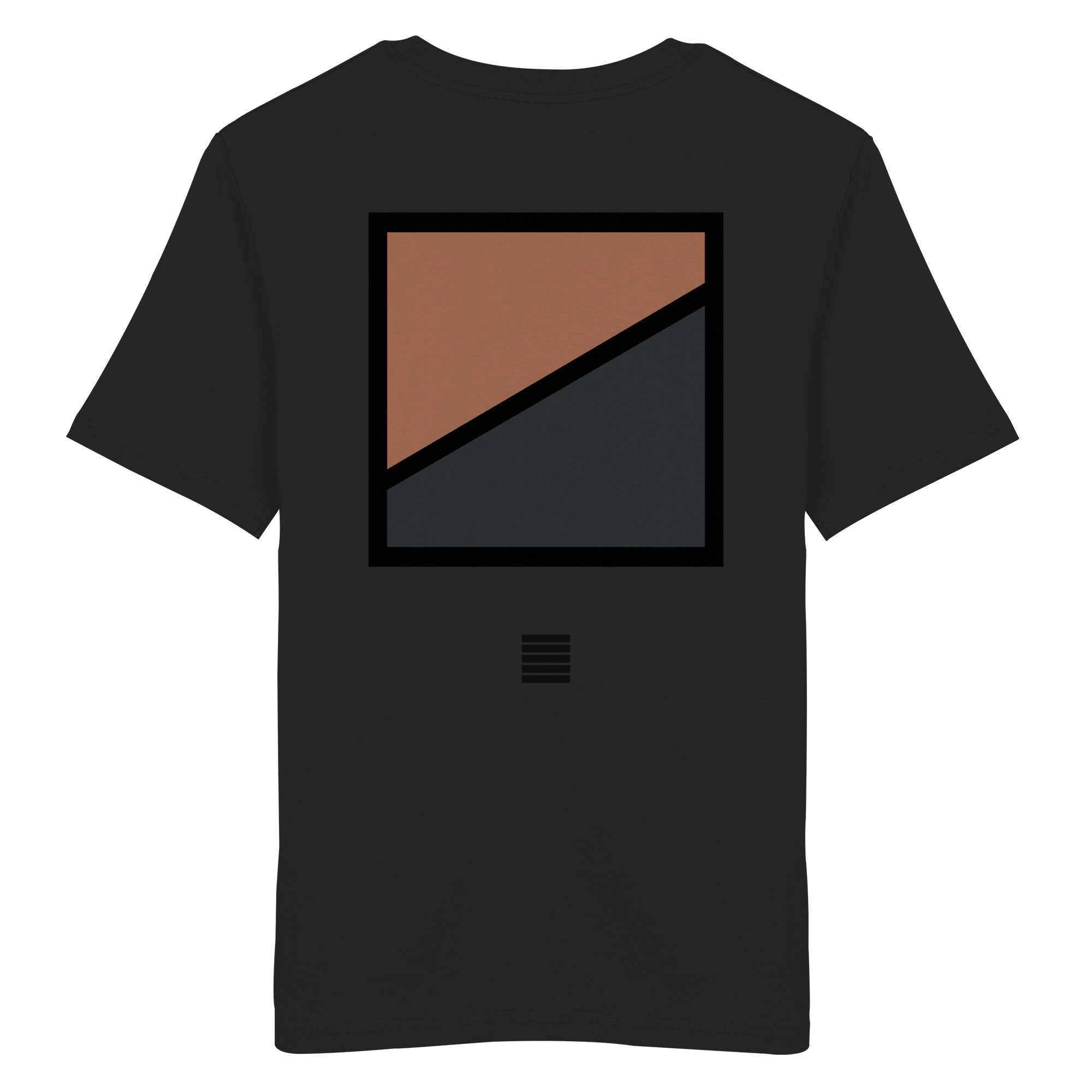 Black organic cotton t-shirt with ONCE road copper trail graphic